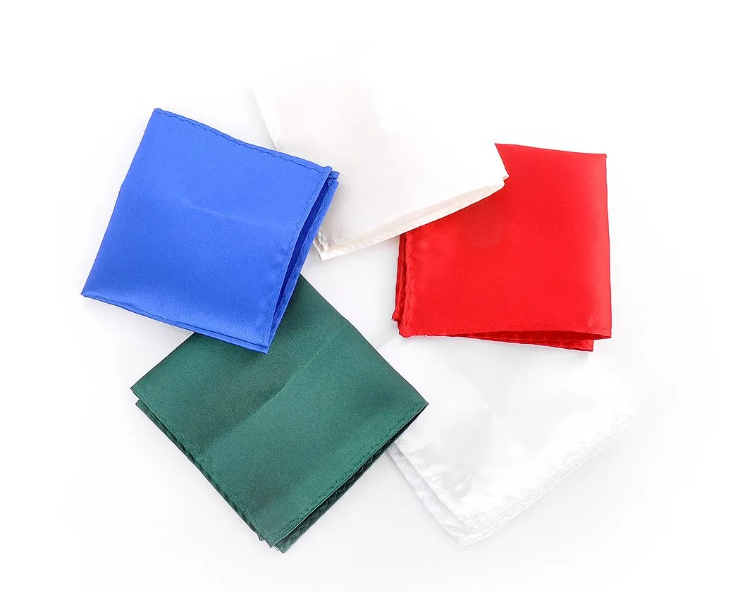 5 Pcs Handmade Satin Pocket Squares with Black Gift Box