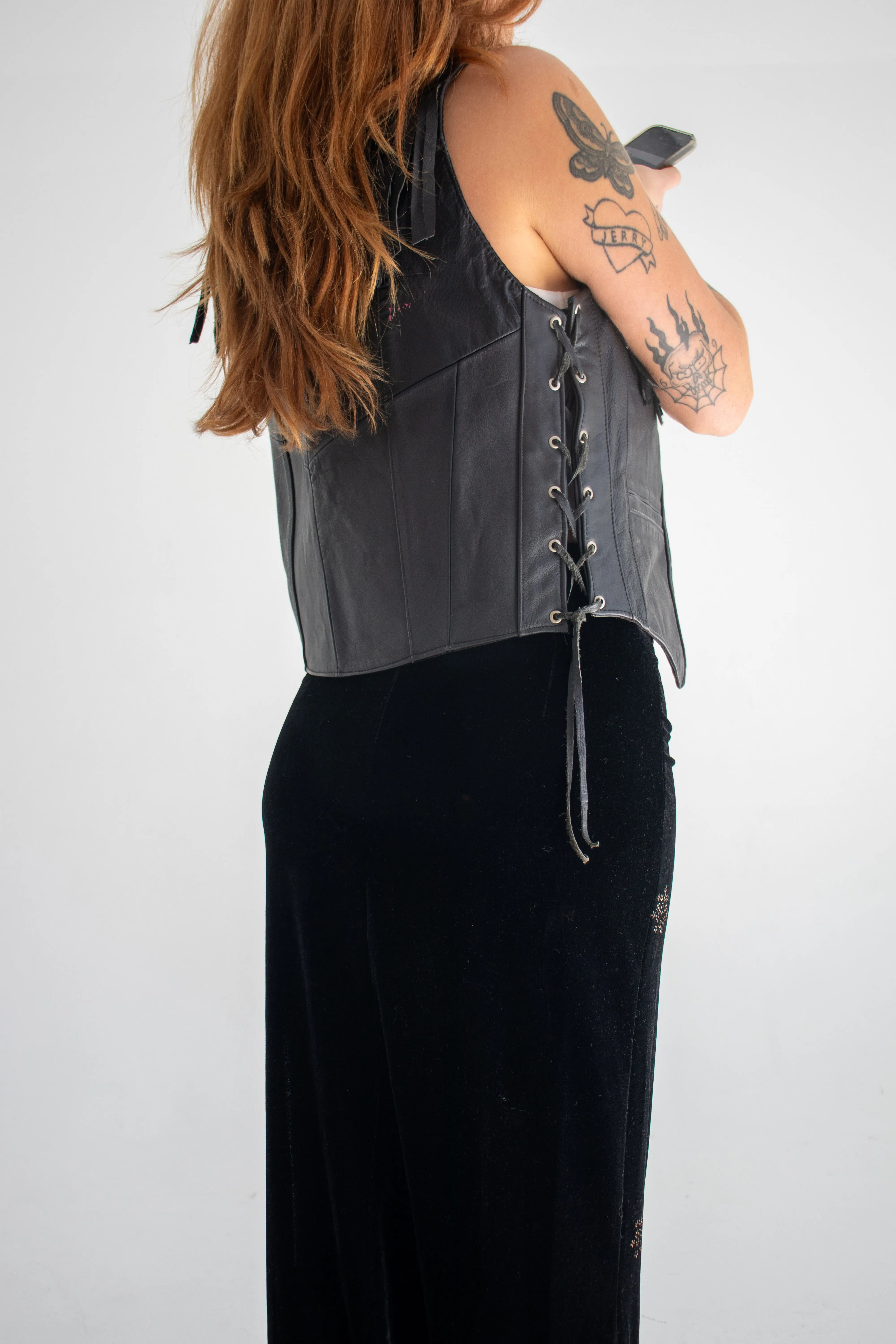 90s Leather Tassel Vest