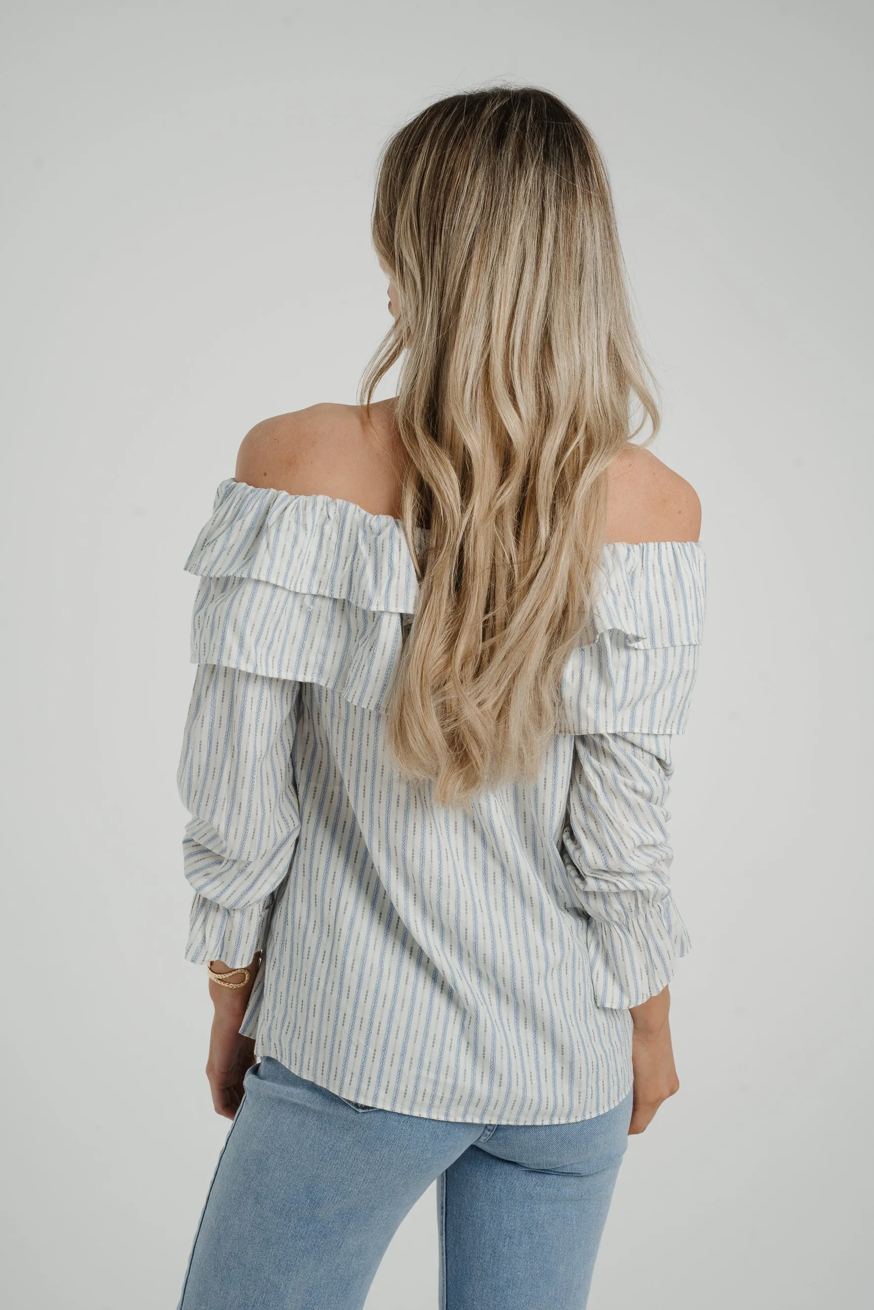 Ally Bardot Stripe Top In Blue