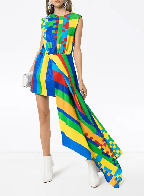 ASYMMETRICAL MULTICOLOR DRESS