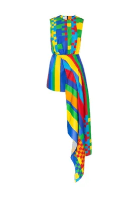 ASYMMETRICAL MULTICOLOR DRESS