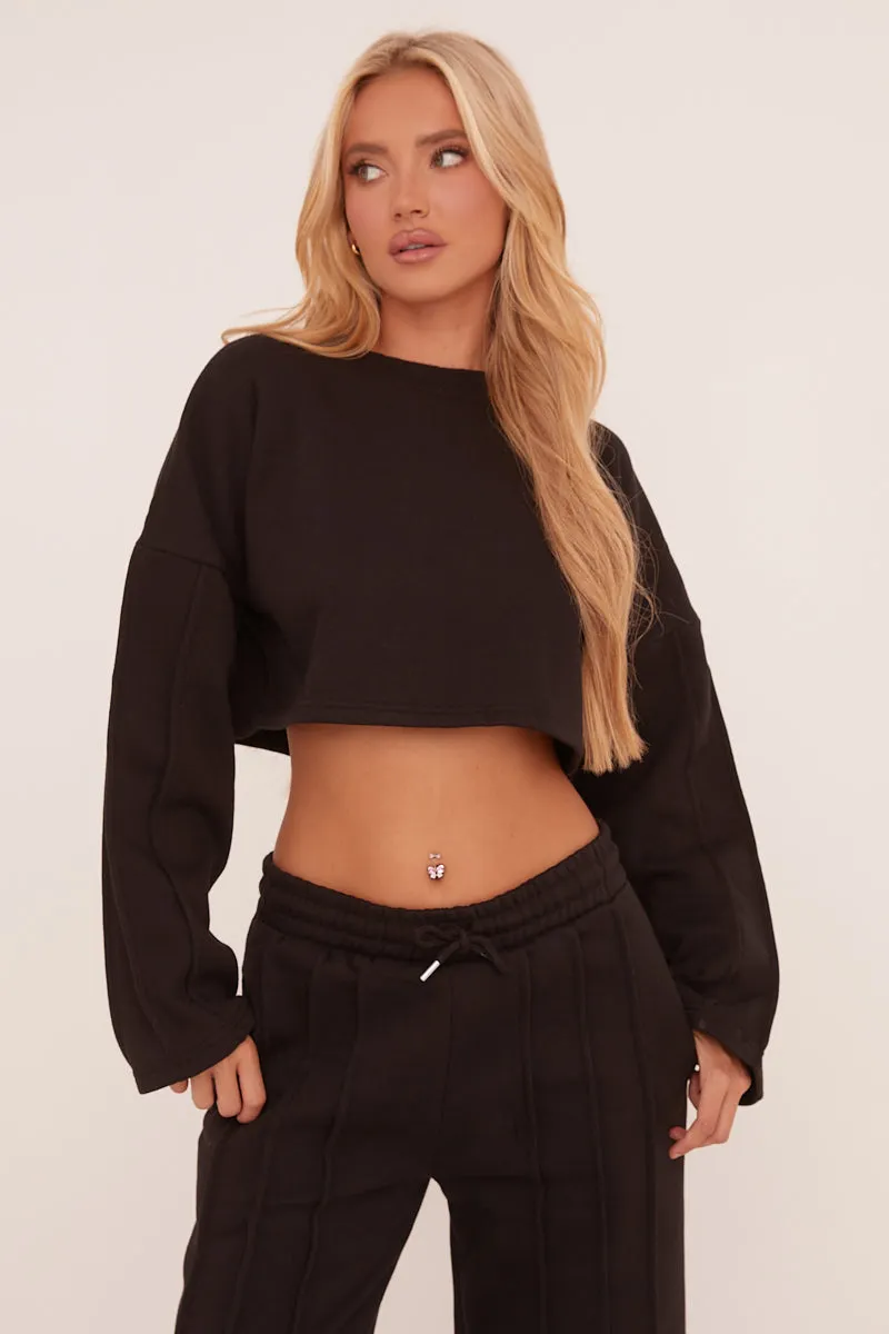 Black Binding Detail Loungewear Co-ord Set - Ceri