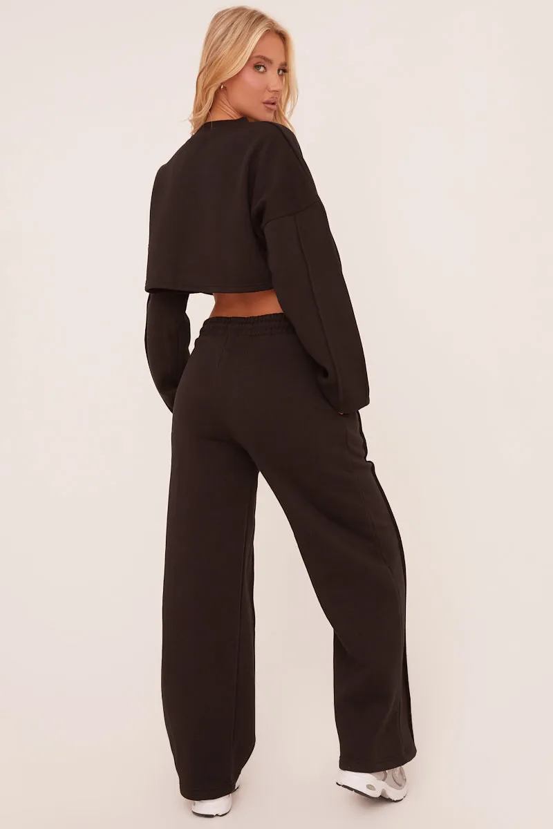 Black Binding Detail Loungewear Co-ord Set - Ceri