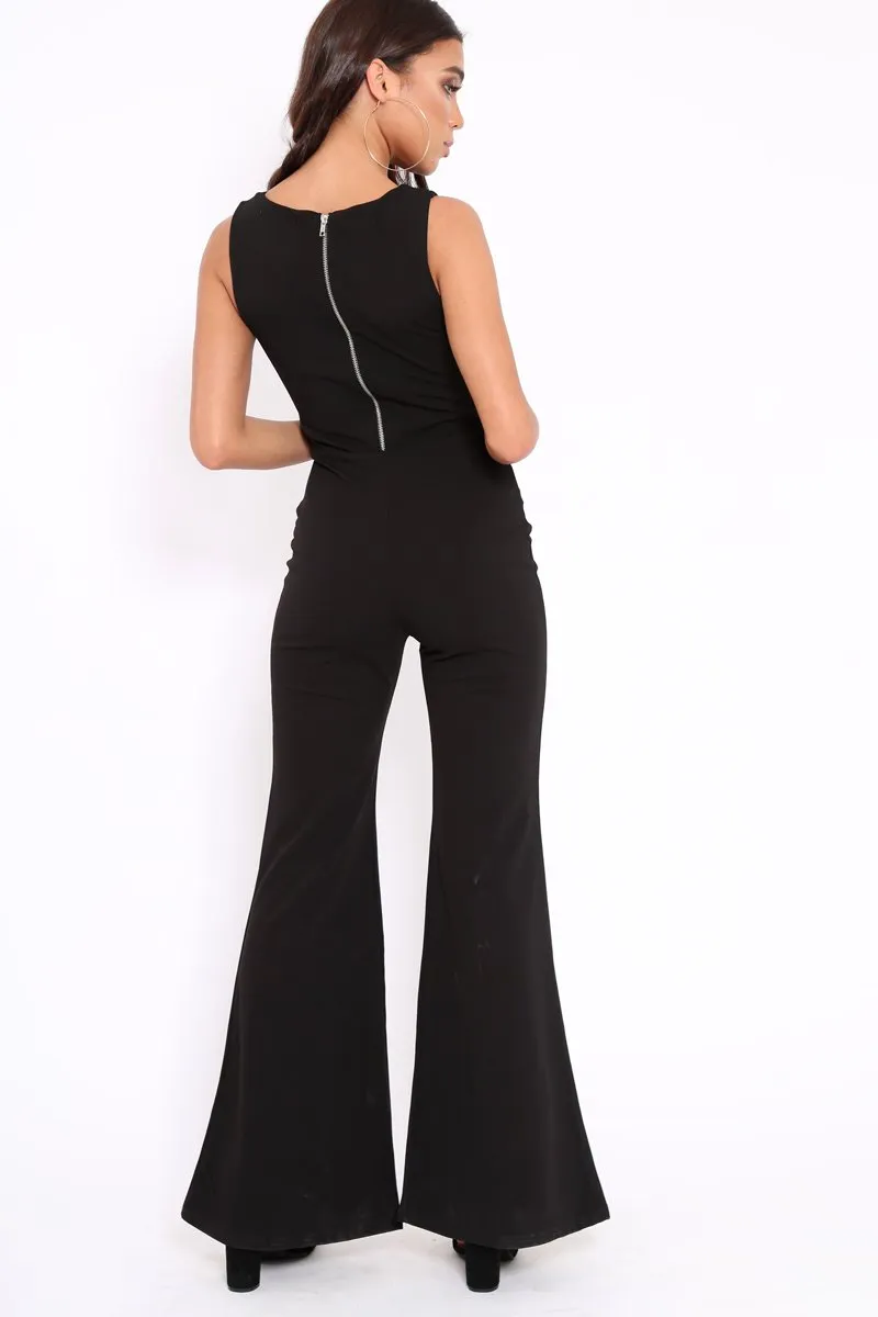 Black Cut Out Middle Jumpsuit - Dixi