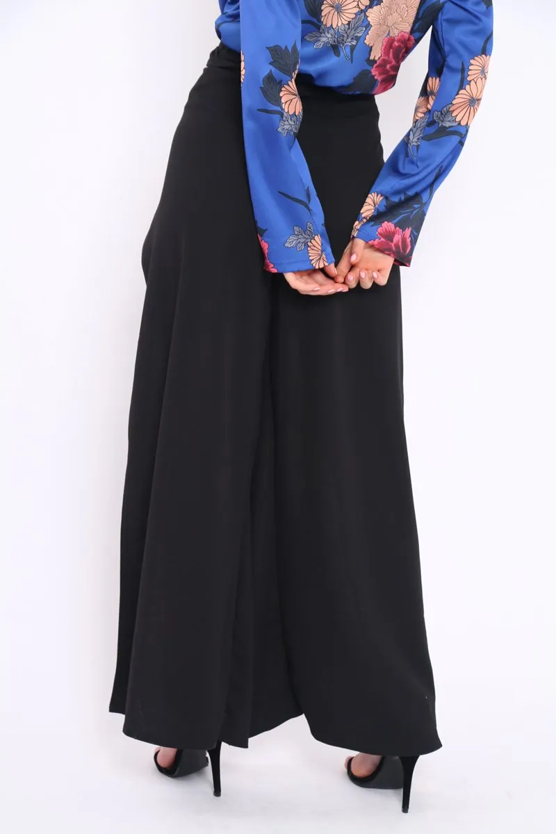 Black Split Front Trousers - Gabi