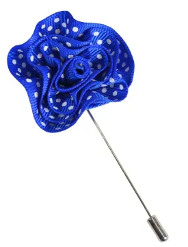 Blue and White Polka Dot Lapel Flower