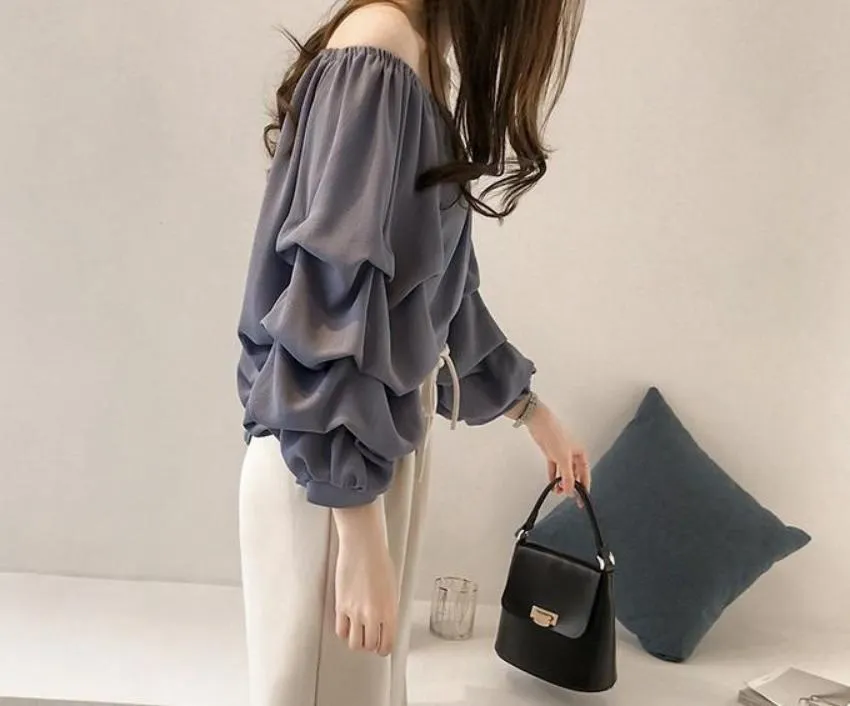 Chiffon Ruffle Sleeve Blouse