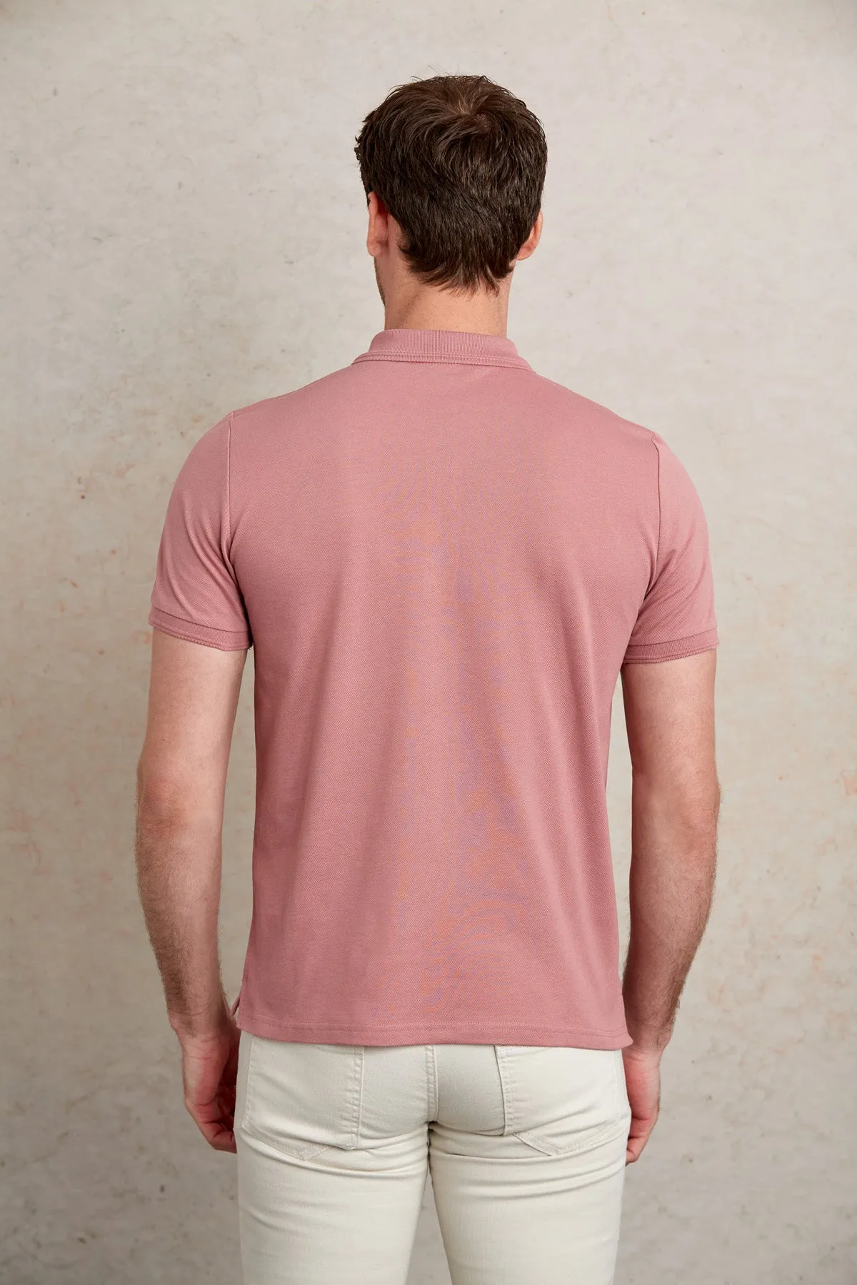 Comfort Fit Basic Plain 100% Cotton Pink Polo T-Shirt