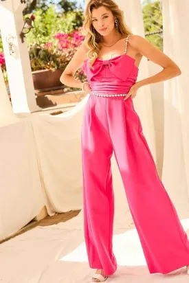 Fuchsia Front Bowtie Jumpsuit