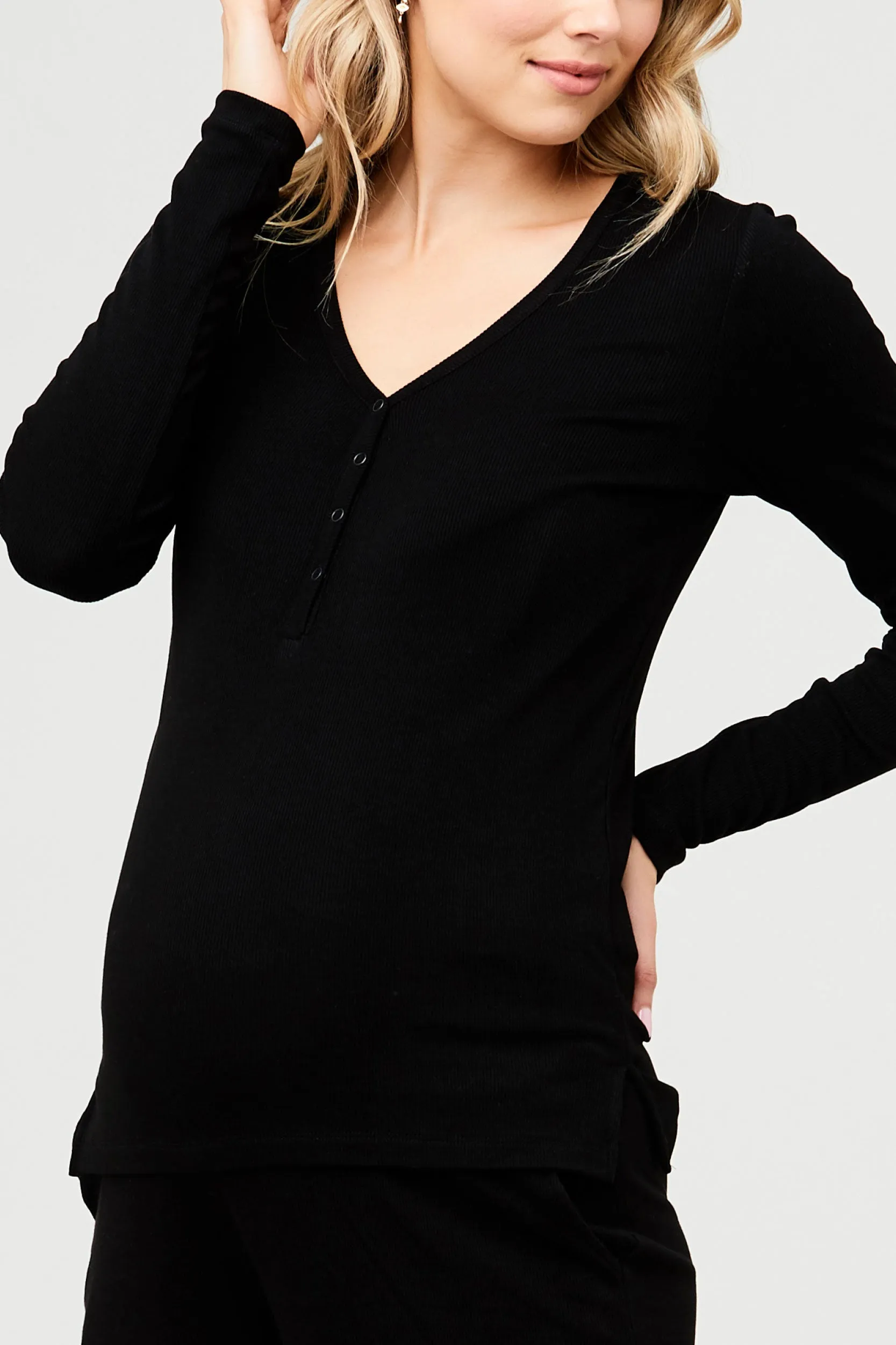 Jersey Rib Top in Black Ripe