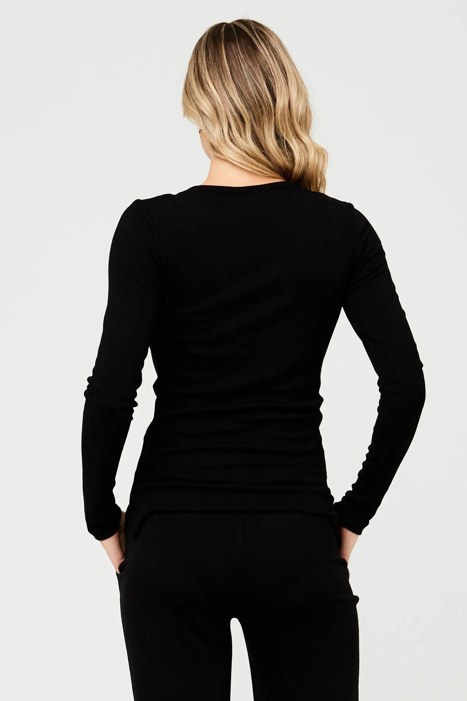 Jersey Rib Top in Black Ripe