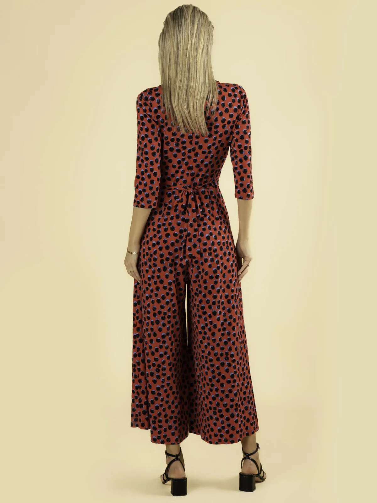 Jolie Moi Samira V Neck Jumpsuit, Red Spot