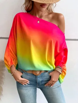 Layla Asymmetric Neck Multicolour Blouse