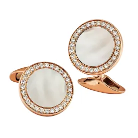 Mother of Pearl & Diamond 18K Rose Gold Cufflinks