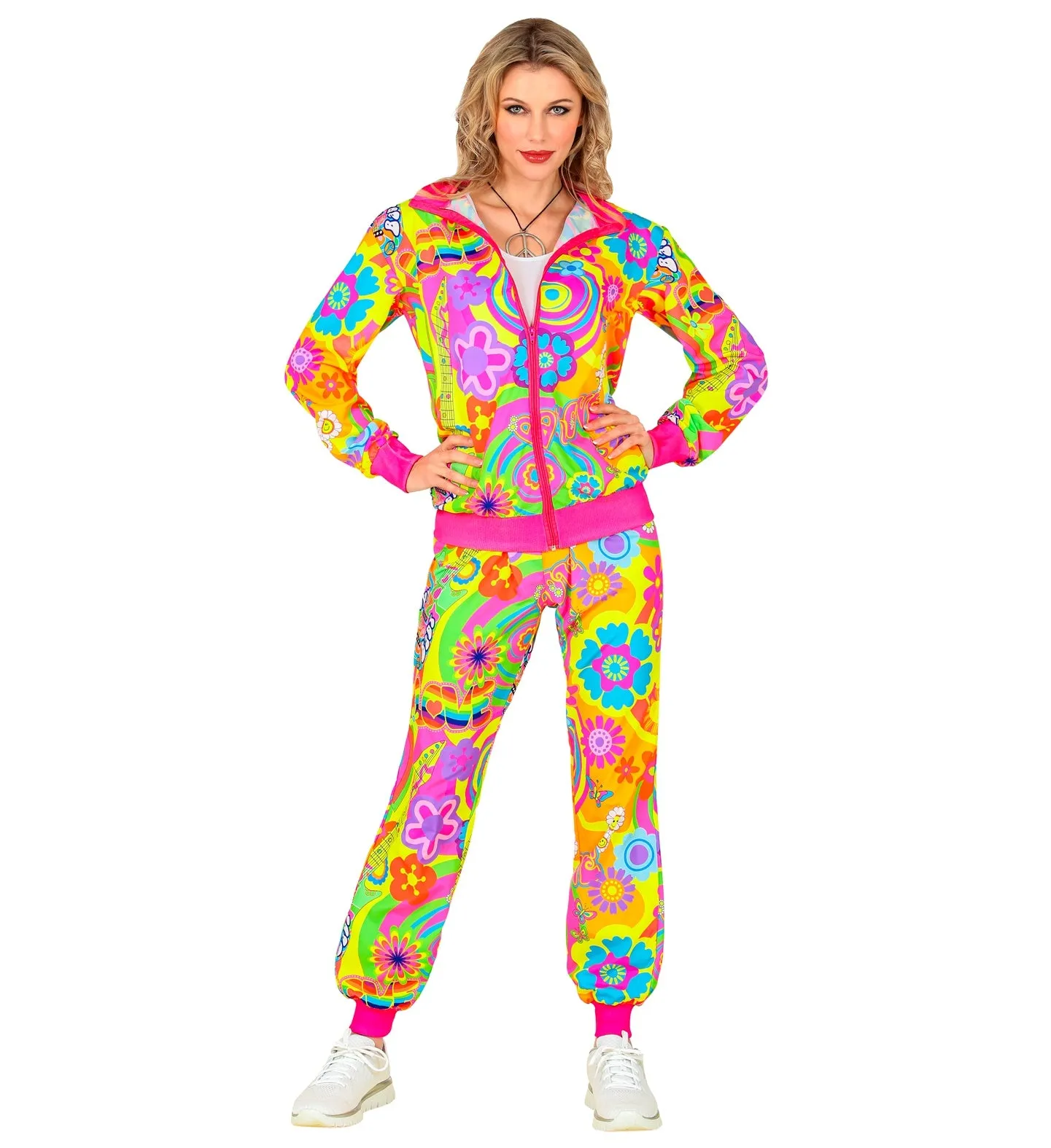 Neon Groovy Love Hippie Tracksuit Costume Unisex