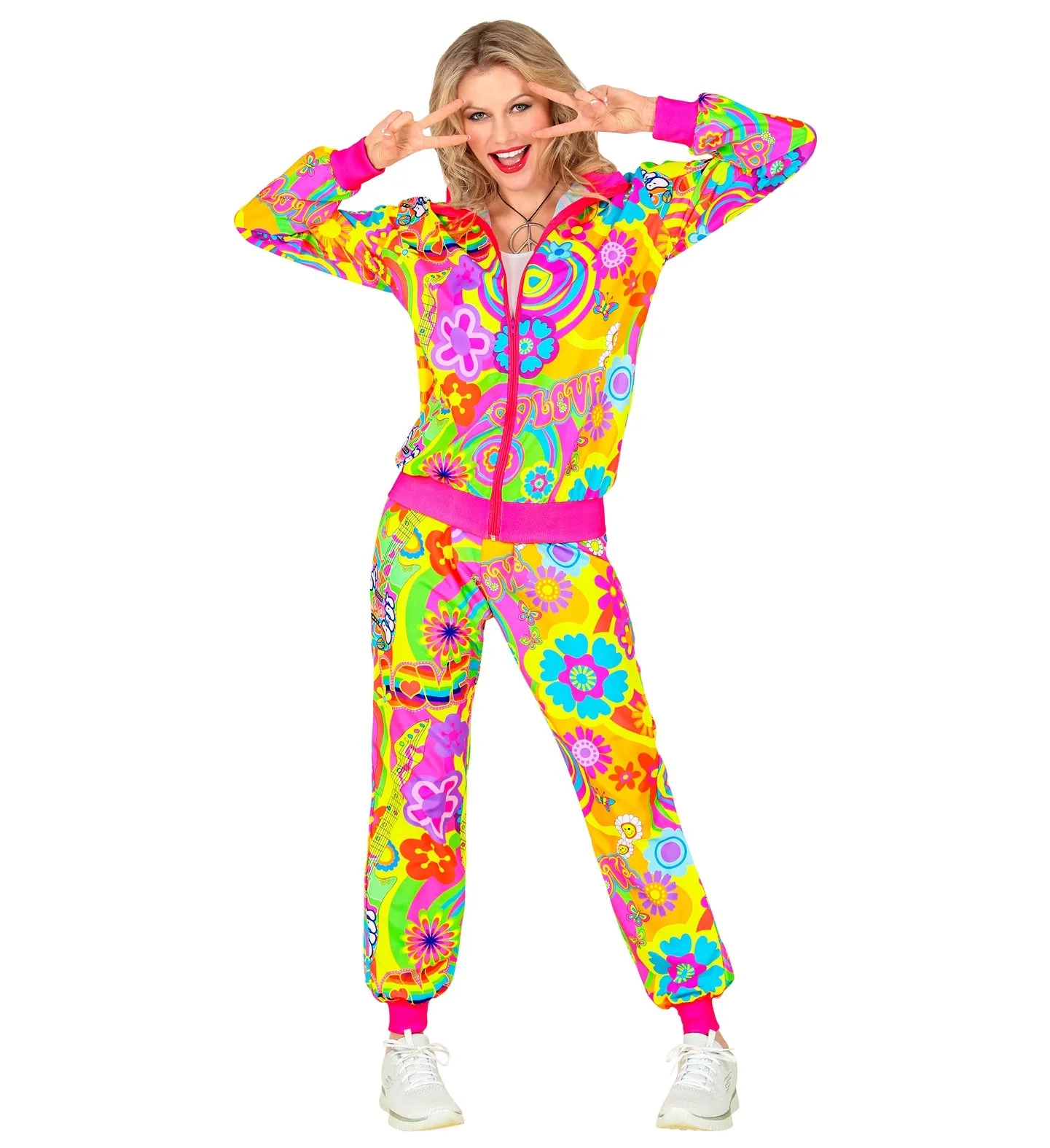 Neon Groovy Love Hippie Tracksuit Costume Unisex