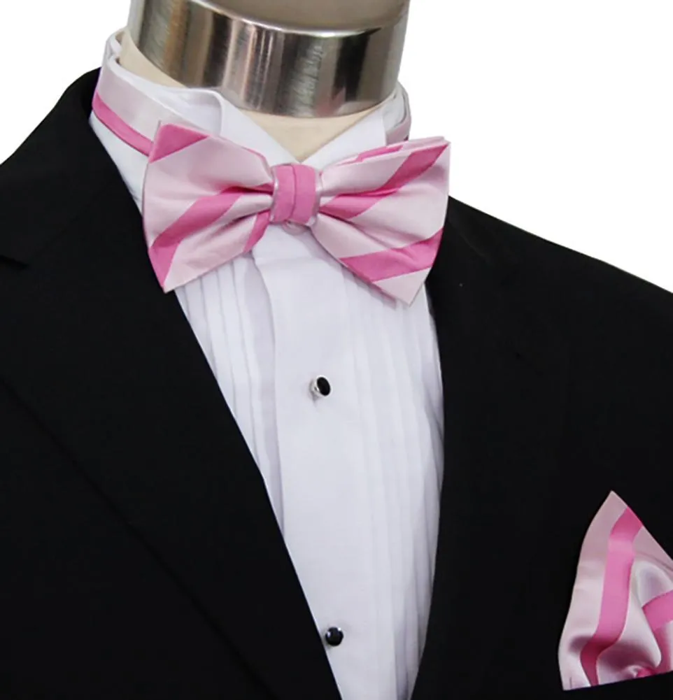 Pink Striped Silk Bow Tie