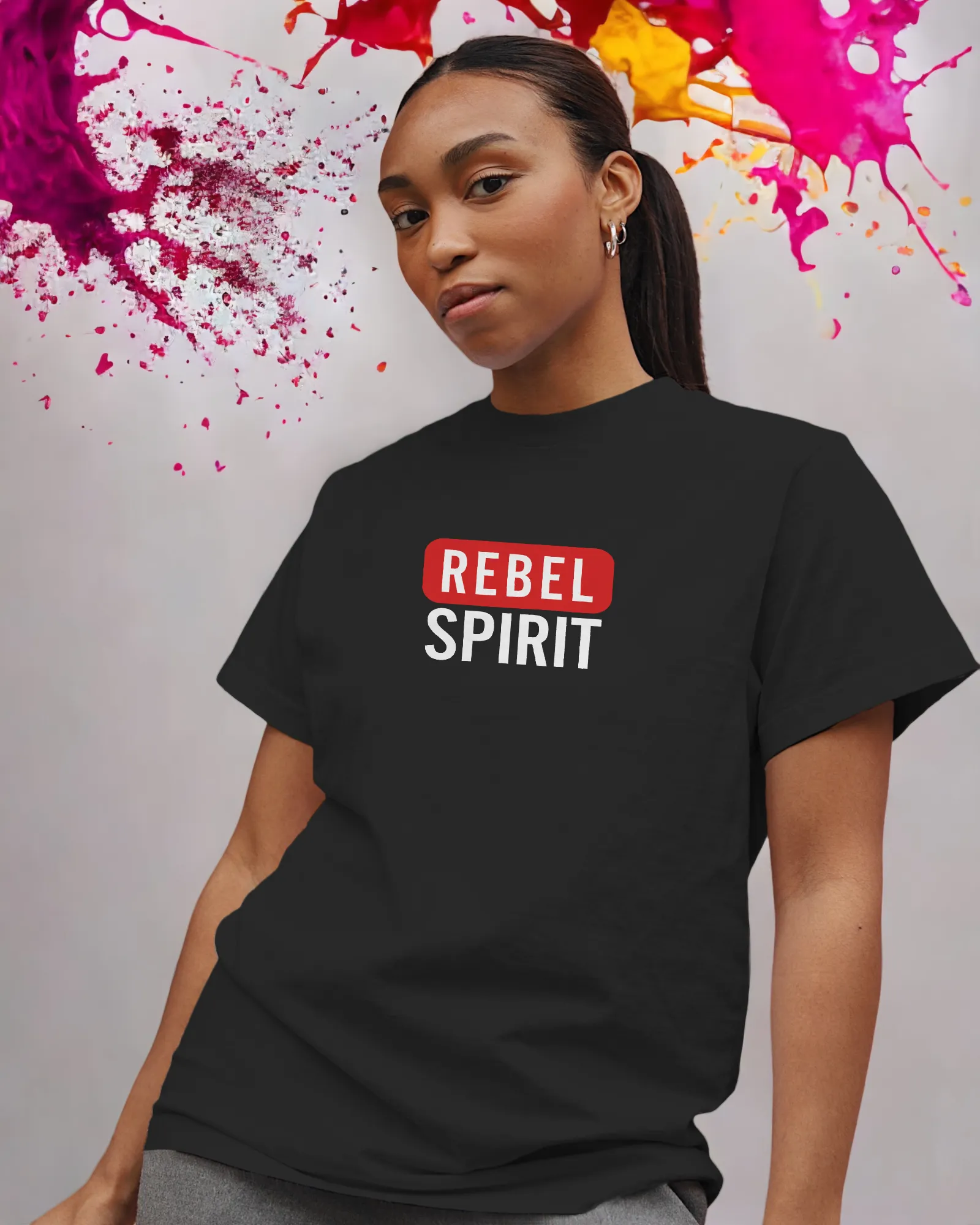 Rebel Spirit (Printed) Black Women's T-Shirt