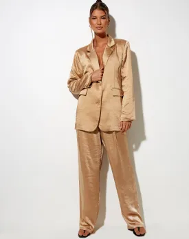 Sakila Trouser in Satin Golden Sand