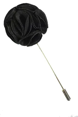 Solid Black Lapel Flower