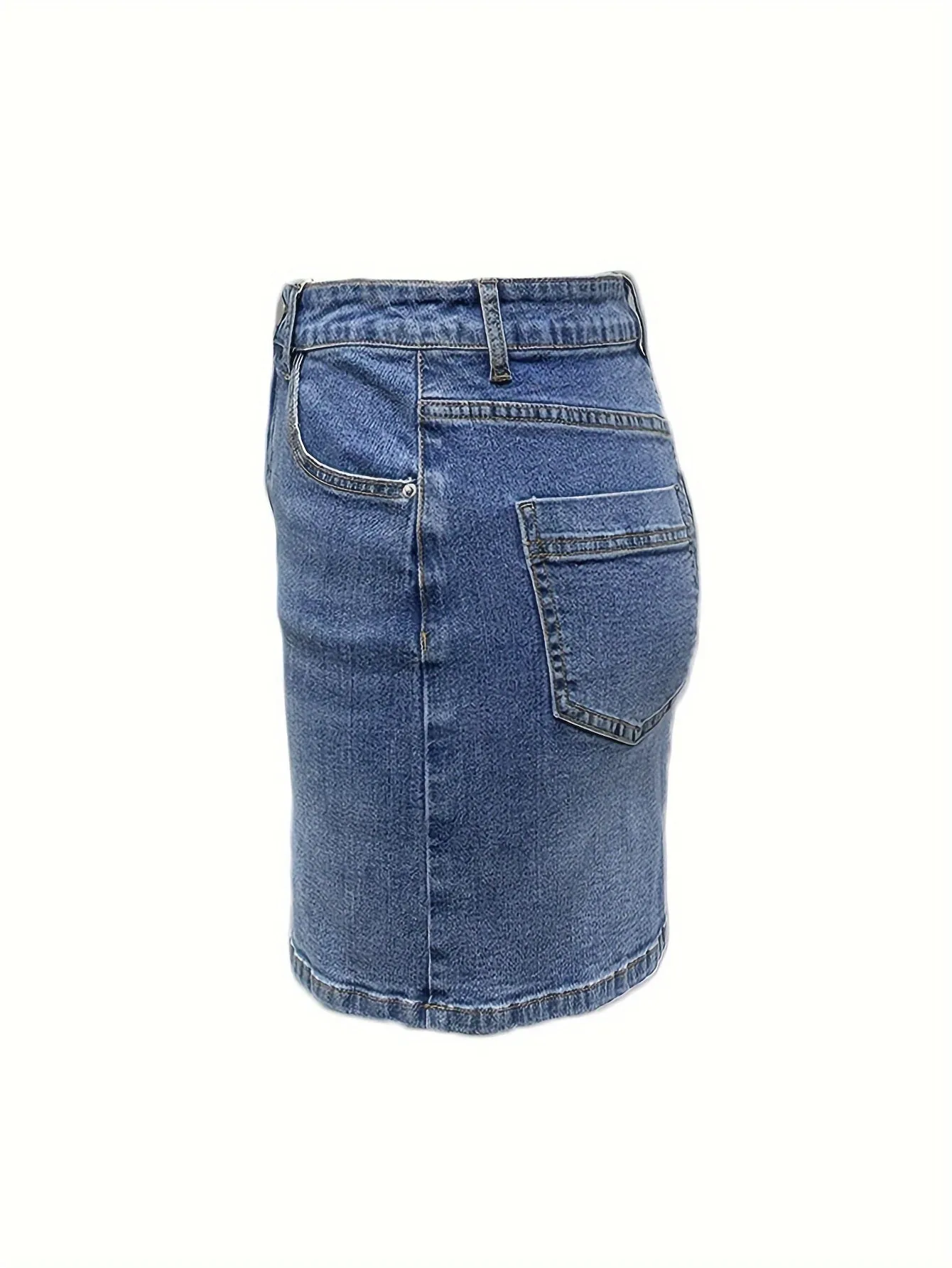 Stylish High-Waist Bodycon Denim Mini Skirt - Women Denim Skirts with Pockets, Casual Summer Fashion, Comfortable and Flattering Fit for Various Body Types