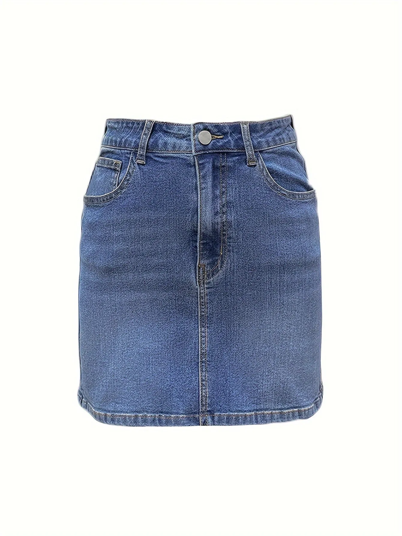 Stylish High-Waist Bodycon Denim Mini Skirt - Women Denim Skirts with Pockets, Casual Summer Fashion, Comfortable and Flattering Fit for Various Body Types