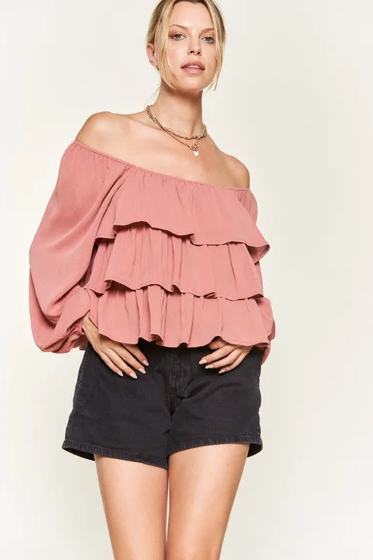 TEEK - Plus Size Tiered Flounce Blouse