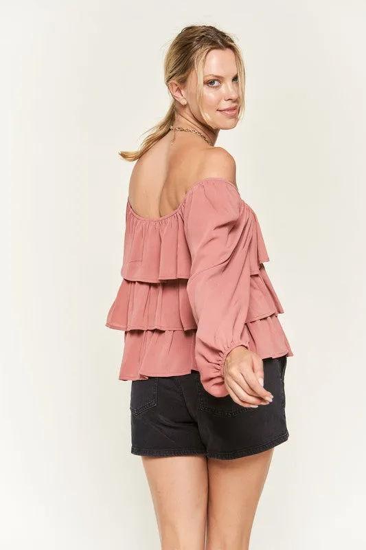 TEEK - Plus Size Tiered Flounce Blouse