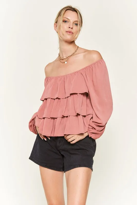 TEEK - Plus Size Tiered Flounce Blouse