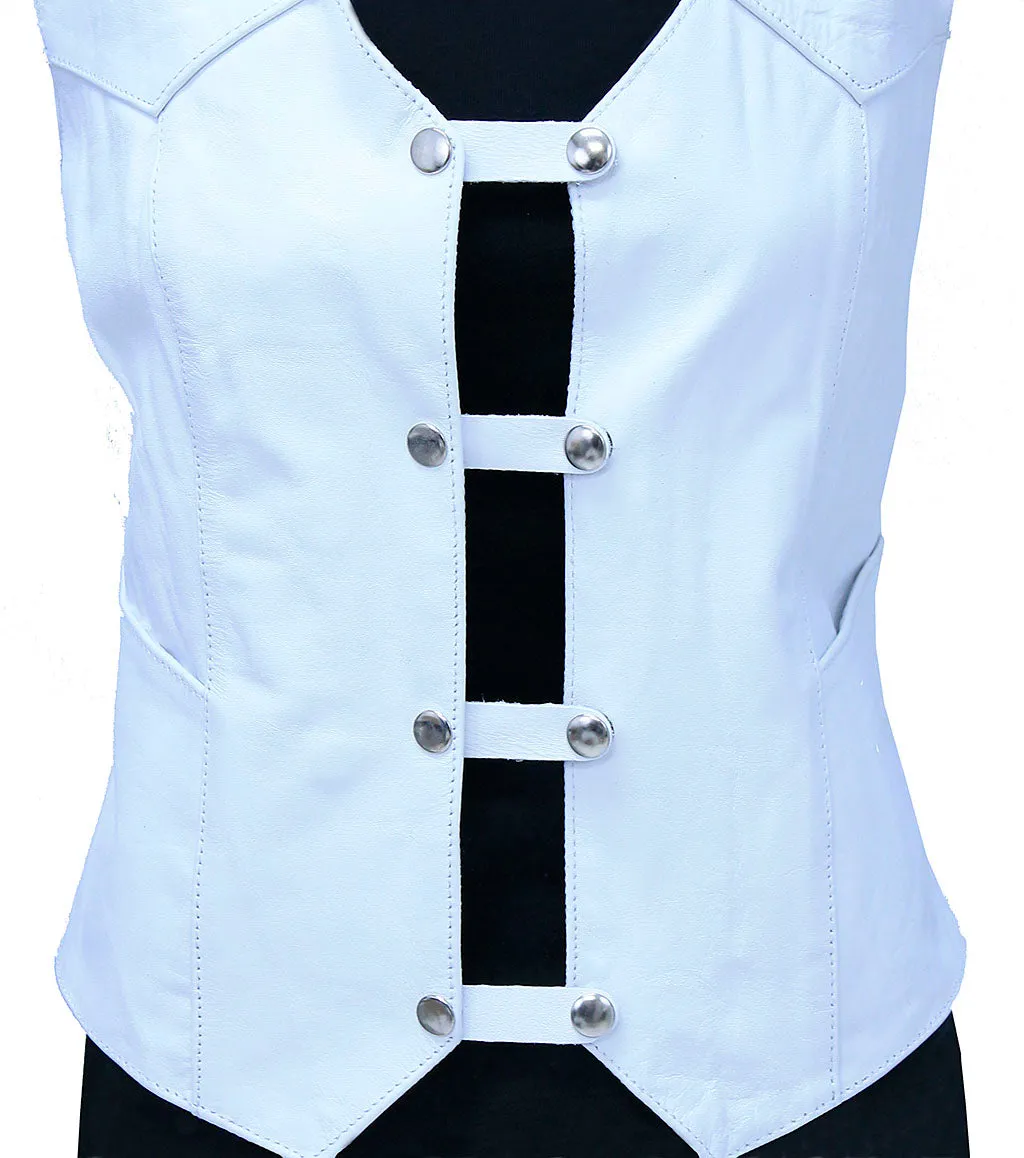 White Leather Vest Extenders (set of 4) #VC20258W