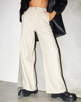 Yeva Trouser in Neutral Houndstooth